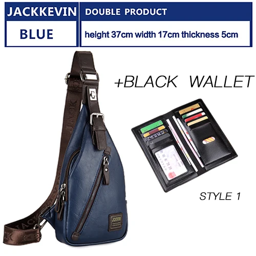 JackKevin, мужские нагрудные сумки, модная мужская сумка-мессенджер, устойчивая вращающаяся кнопка, открытая дорожная сумка через плечо, Мужская поясная сумка - Цвет: BLUE 1