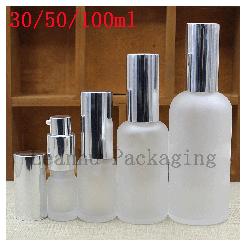 30ml 50ml 100ml Clear Frosted Glass Essential oil vials Empty Cosmetic Containers Lotion Cream