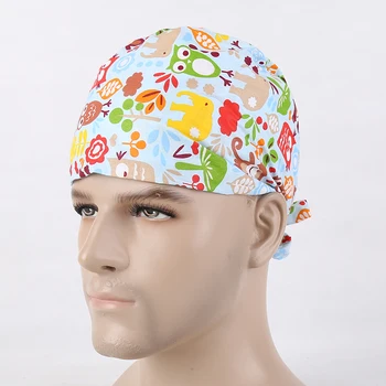 

2016 Real Men Woven Cotton Sweater Medical Clothing New Product Bird Print Men's Surgical Cap Dental Doctor Medical Caps