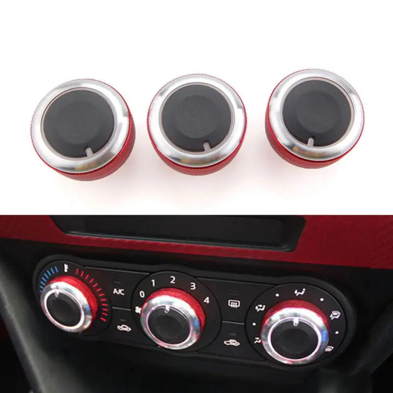 

For 2014 Mazda 3 Axela 3Pcs Car Heat Control Air Conditioning A/C Knobs Switch Button Cover Trim Ring Car Interior Decal
