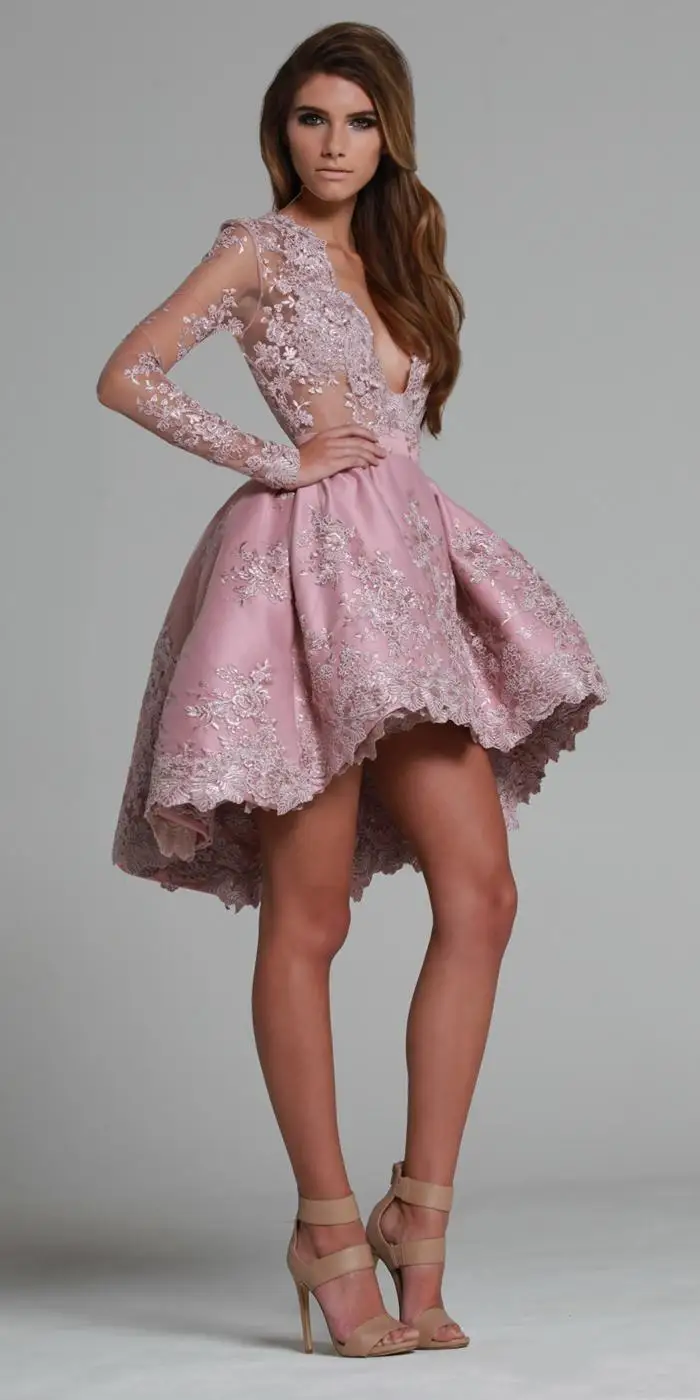 long sleeve mini prom dress