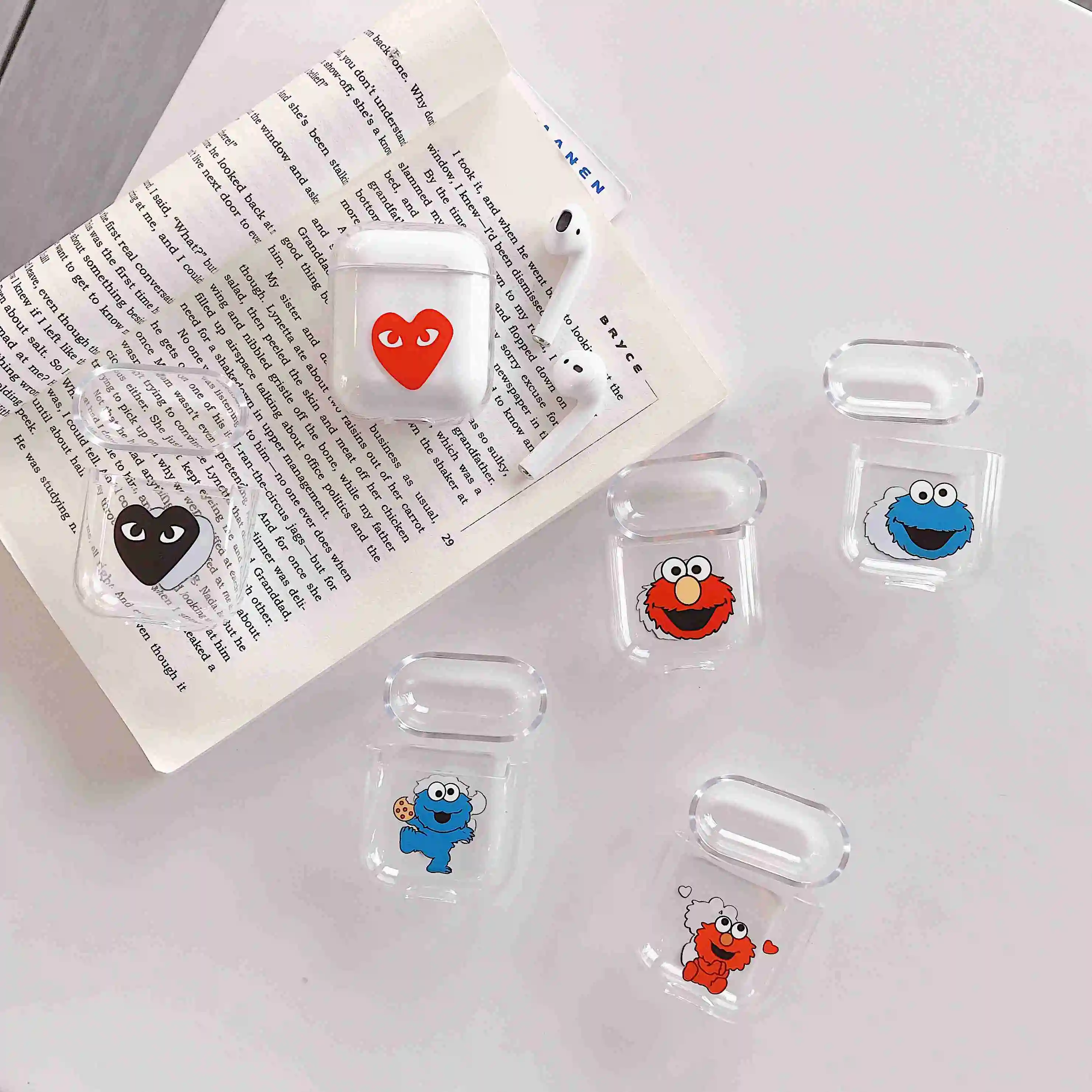 

For AirPods Case Cute Cartoon Pattern Transparent Protective Cover Bluetooth Wireless Earphone Case sFor Airpods 2 Hard PC Case