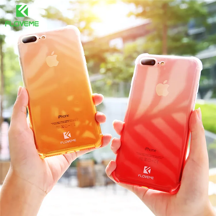 

FLOVEME Gradient Transparent Phone Case For iPhone 6 6S Plus TPU Back Cover For iPhone 7 8 Plus 360 Full Protect Phone Fundas