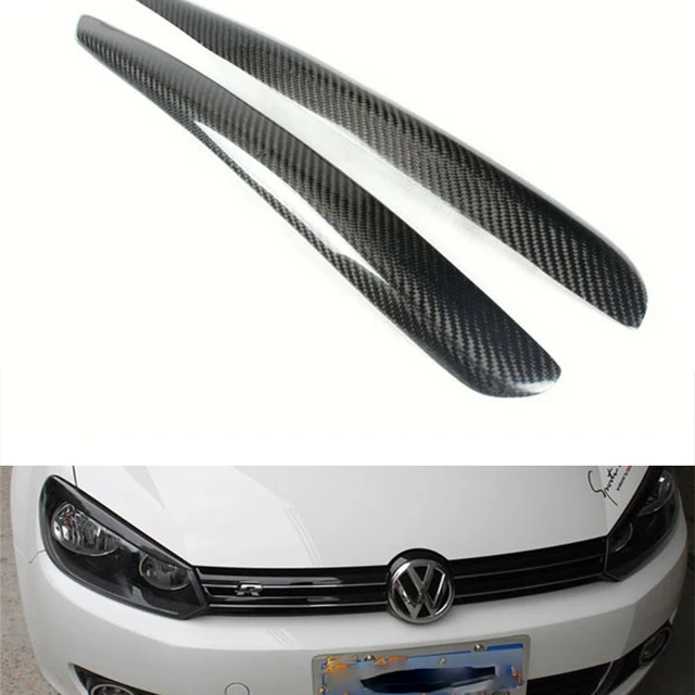 Mk6 Carbon Fiber Front Headlight Eyelid Covers Trim Eyebrows For VW