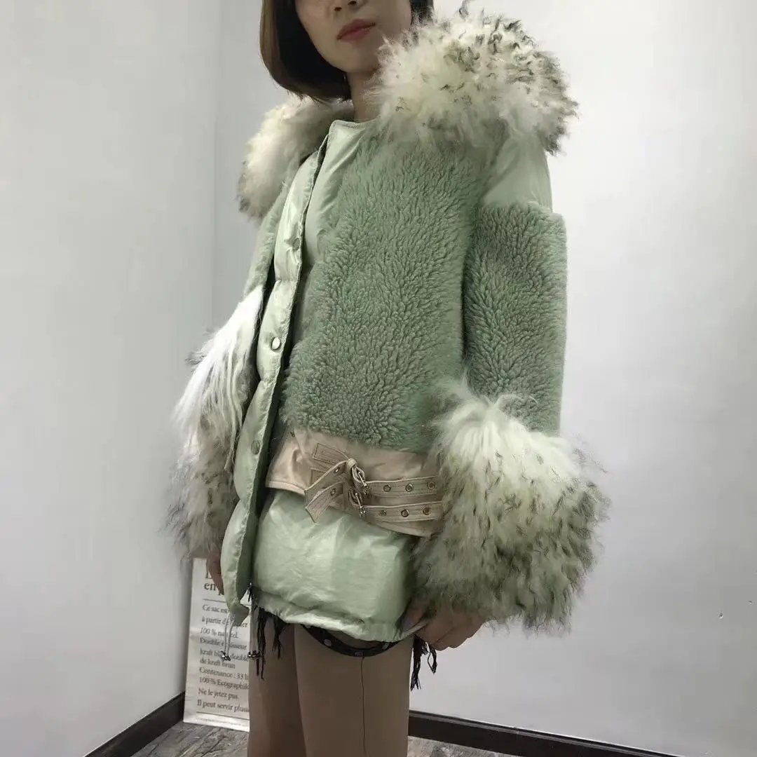 Женская пуховая куртка OFTBUY, с натуральным мехом, зимнее пальто на утином пуху с мехом монгольской овцы, шерсть, тканевая теплая парка, уличная одежда