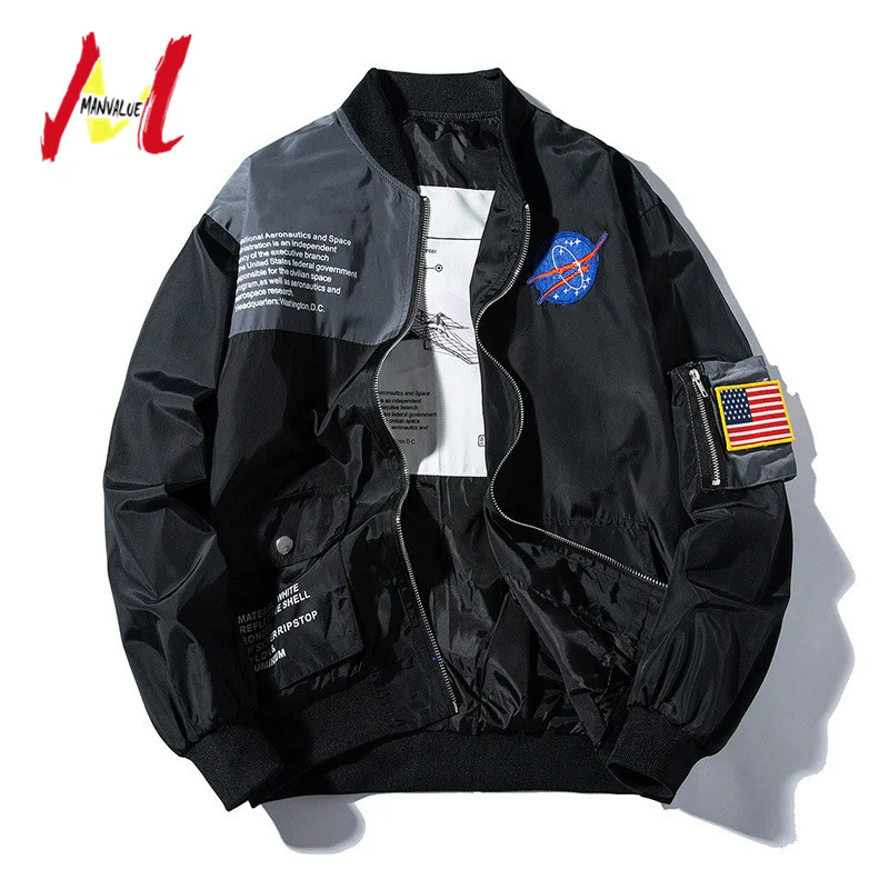 

MANVALUE Popular Spring and Autumn Outwear Hip Hop College Coats Fashion Uniform Men's and Women's MA1 Pilot Suits Thin Jackets