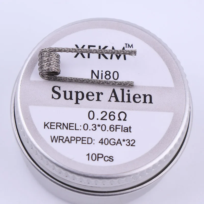 XFKM 10 шт. NI80 нихром высокой плотности super alien Clapton готовые катушки для электронной