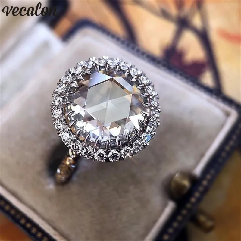 

Vecalon Vintage ring 925 Sterling Silver Crystal Cz Engagement wedding band rings For women Bridal Party Finger Jewelry Gift