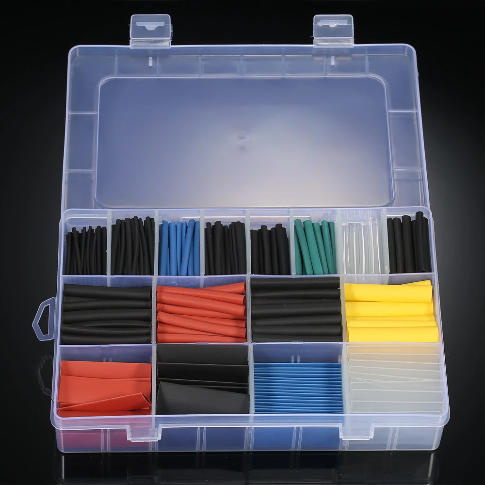 

580PCS Assorted 2:1 Polyolefin heat shrink tube Tubing Tube Halogen-Free cable sleeve Sleeving Wrap Wire Cable Kit