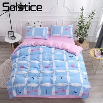 

Solstice Home Textile Double Single Bedding Set Blue Pink Flamingo Pillow Case Sheet Duvet Cover Girl Kid Adult Woman Bed Linens