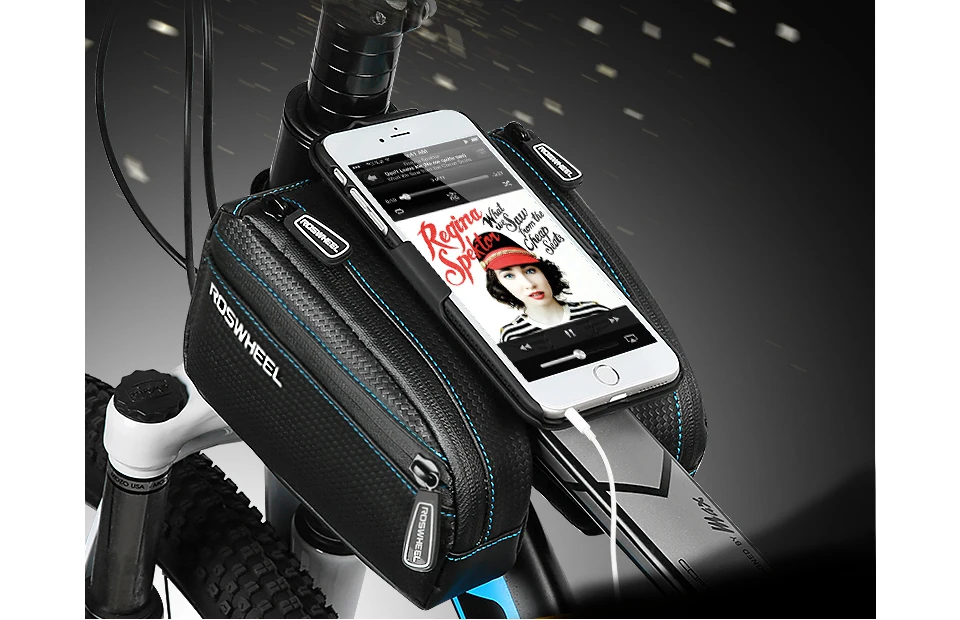 Best ROSWHEEL TANK  2.4L Bike Bicycle front tube Double Pouch Bags With two 4.7-6.0 inch iPhone7 6 6s plus Samsun Huawei Cycling bag 0