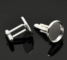 50Pcs/lot DIY Silver Plated Copper Cufflinks Round Pad Setting Cuff Links 26x18mm(Fit 16mm) fashion silver plated 26 english letters metal cufflinks h cuff links