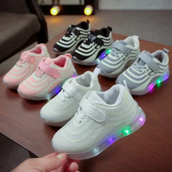

Kids Fashion Children Casual Glowing Sneakers Mesh Baby LED Sports shoes for Toddler Shoes With Light Boys Girls luminous Shoes