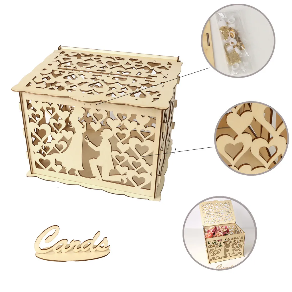 Дропшиппинг коробка для приглашения на свадьбу с замком DIY деньги деревянные коробки для подарков для дня рождения
