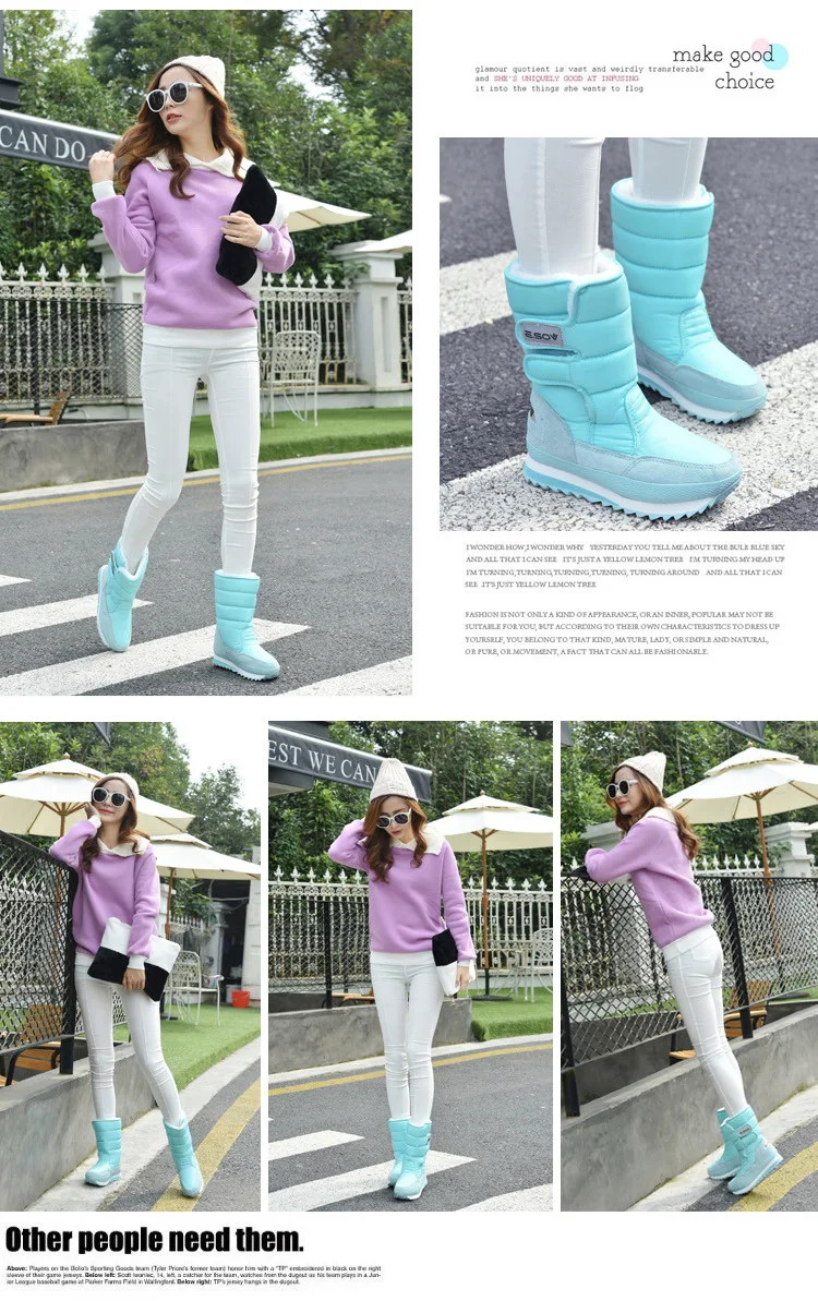 Winter Waterproof Snow Boots Women Mid-Calf Platform Down Boots Plus Size 35-42 Warm Hook & Loop Casual Women Shoes Botas XZ71 (49)
