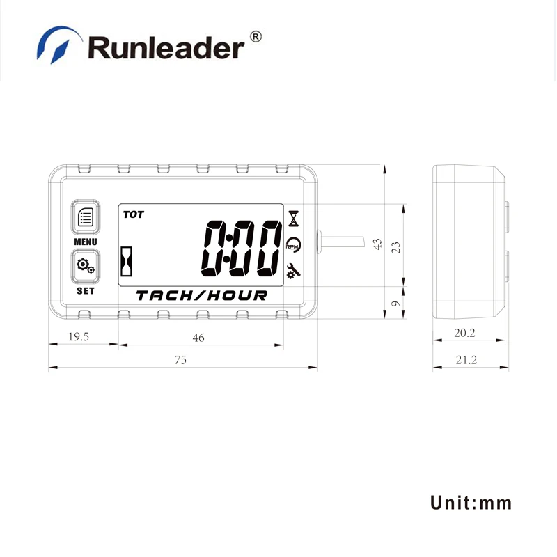 Runleader цифровой индуктивный тахометр мотоцикл тач счетчик часов корабль Тахометр
