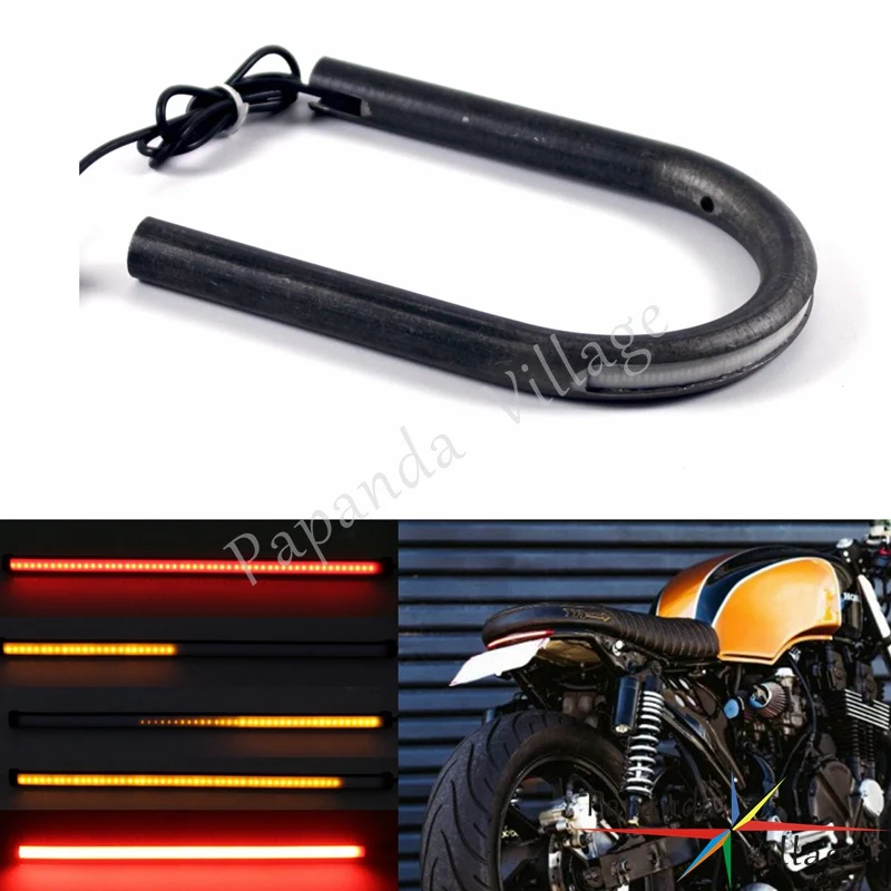 

Motorcycle 7/8" Cafe Racer Rear Seat Frame Hoop w/Sequential Switchback Flowing LED Strips for Honda CB200 350 360 Yamaha Suzuki