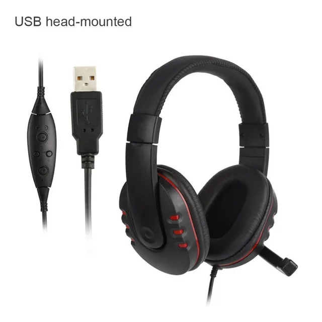 Black Plastic & Leather Adjustable Volume Control USB Wired Stereo Microphone Headphone Mic Headset for Sony for PS3 PC Game Black Plastic & Leather Adjustable Volume Control USB Wired Stereo Microphone Headphone Mic Headset for Sony for PS3 PC Game