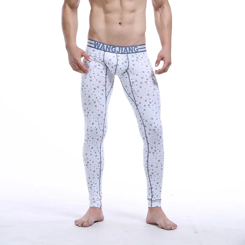 Бренд WJ мужские сексуальные клетчатые хлопковые мешочки для пениса, штаны для отдыха, длинные леггинсы для сна, штаны для сна