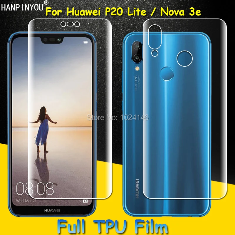 Защитная пленка из мягкого ТПУ с полным покрытием для Huawei P20 Lite изогнутые детали