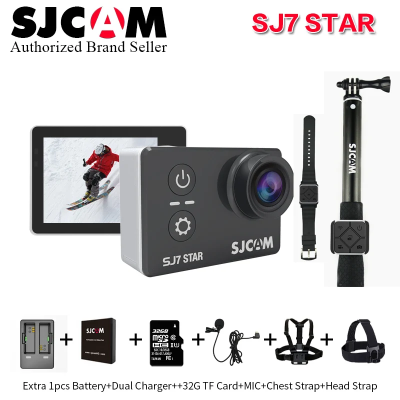 

Original SJCAM SJ7 Star 4K yi 30fps Ultra HD wifi Action Camera 2.0" Touch Screen sj go pro yi Remote control camara VS eken h9r