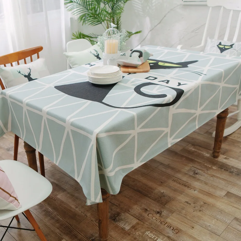 

Best Selling European kitten Pattern Printing Tablecloth Cotton Linen Tablecloth Restaurant Party Home Decoration Table Cloth