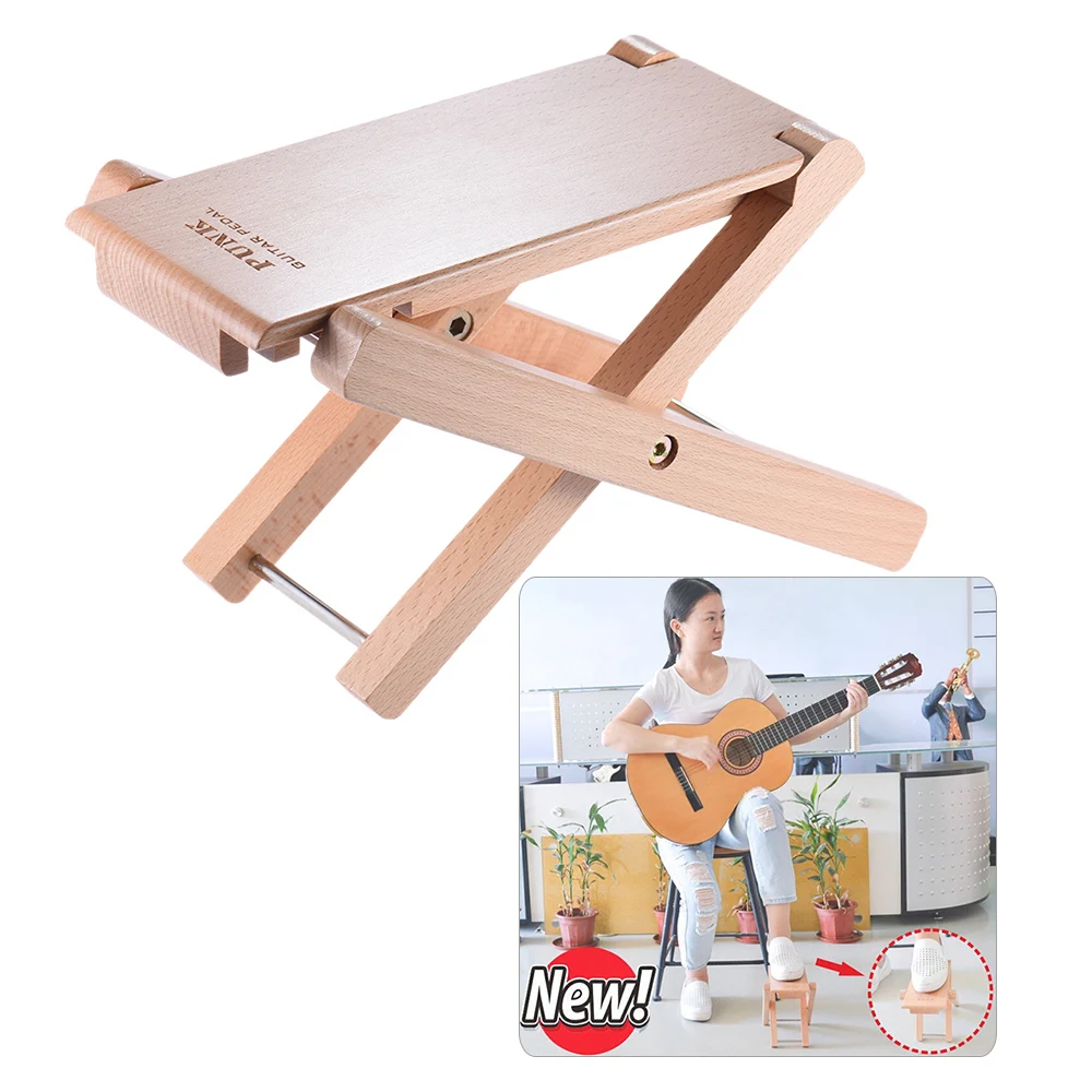 Ortega Guitars OWFS-1WR Wooden Adjustable Classical Guitar Foot Stool, Birch Wine Red Finish