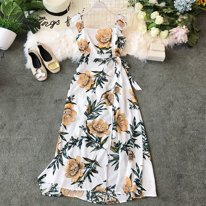 

Summer Dress Boho Bohemian Floral Print Beach Dress Summer Clothes For Women Wrap Midi Dress Holiday Womens Dresses Sundress