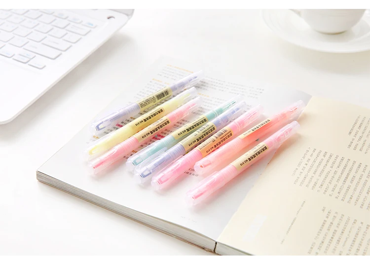 Dual Head Writing 2 in 1 Highlighter Pen Japanese Stationery Cute Office School Supplies