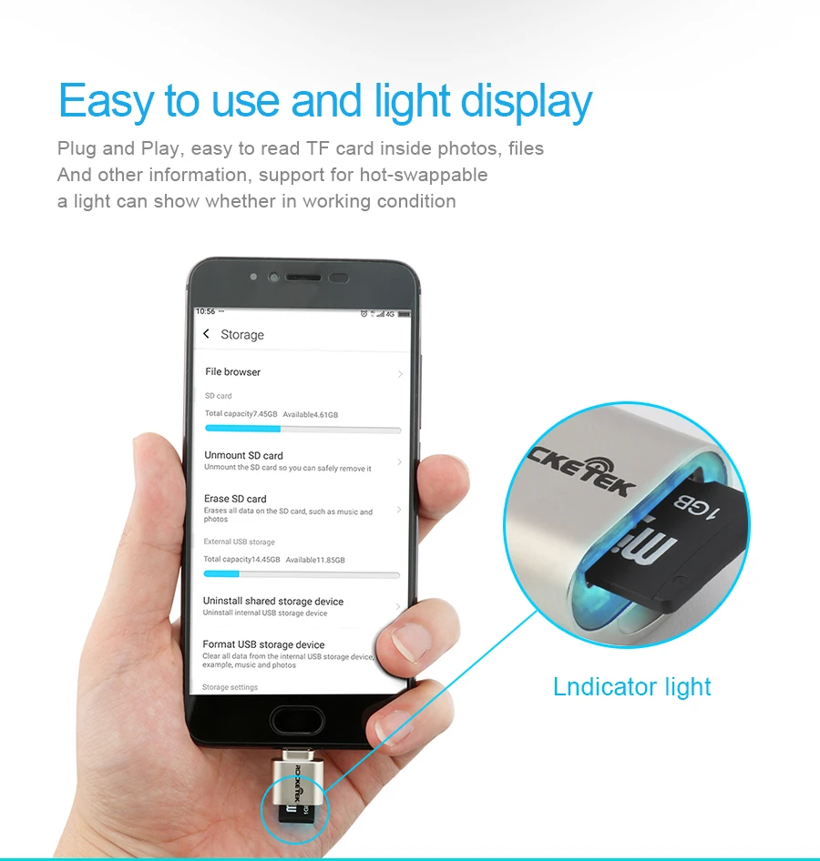 Rocketek micro usb 2,0 type c otg телефон мини-считыватель карт памяти адаптер алюминиевый кардридер для micro SD/TF microsd ноутбука