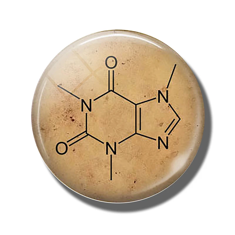 Химическая молекула кофеина 30 мм магнит на холодильник кофеин кофе стеклянный купол магнитные наклейки на холодильник держатель для заметок домашний декор - Цвет: PACK OF 1