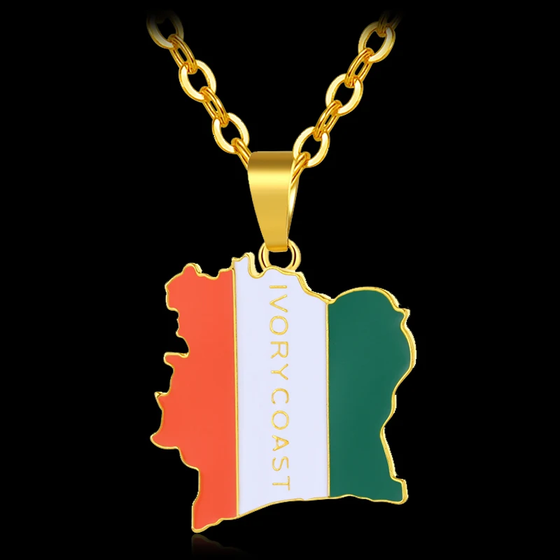 Us 24 35 Offtrendi Cote D Ivoire Petabendera Warna Emas Liontin Kalung Untuk Pantai Gading Peta Perhiasan Bijoux Femme Di Liontin Kalung Dari