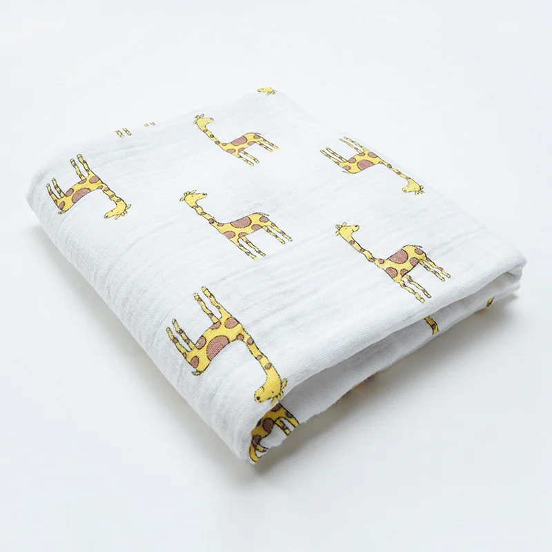Muslinlife/ модное Хлопковое одеяло для пеленания, муслиновая пеленка для новорожденных, одеяло с мультяшным принтом, Хлопковое одеяло для малышей - Цвет: giraffe