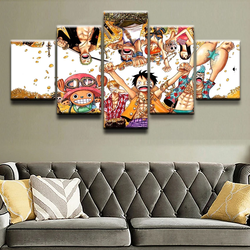 Painting Poster Wall Art Frame Photo 5 Panel Anime One Piece Character