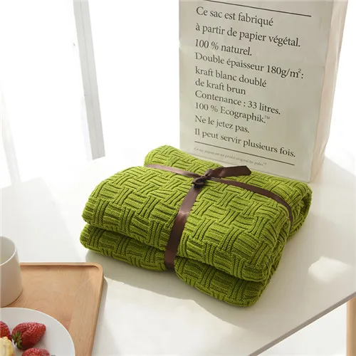 HOME 100 Cotton Stylish Knitted Throw Blanket Bedspread Cover for