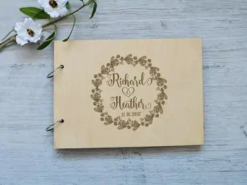 

Wooden Guest Book Our wedding guest book Rustic Guestbook Wreath Wedding Guest book Personalized guestbook Wedding autograph boo