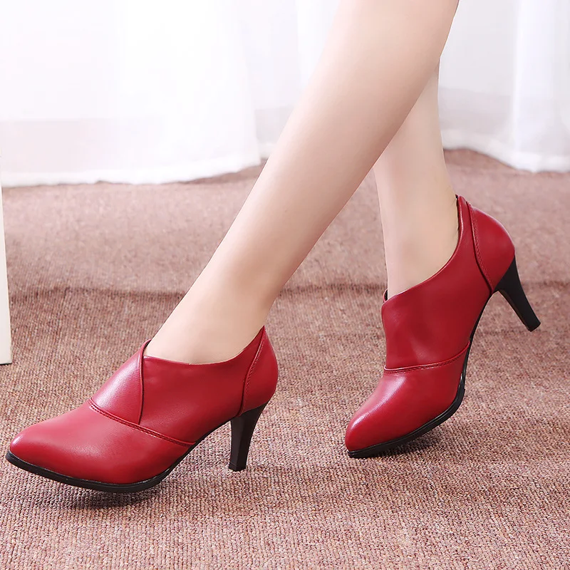 2021 Fahion Spring Autumn Woman Pumps Soft Leather Women Pointed Toe