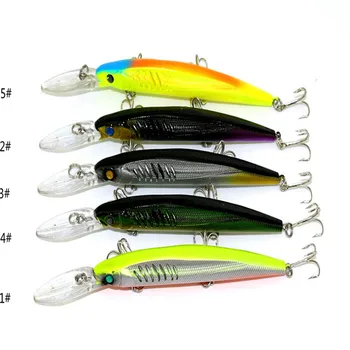 

6# Strength Hooks Fishing Lure Minnow 5 PCS/Lot 145mm 12.7g 0.6/2.0M 8 Color Plastic 3D Eyes Seabass Blackbass Fresh Salt Water