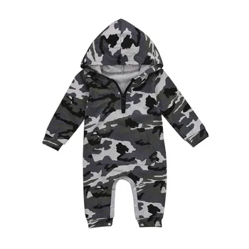 

Infant Baby Boy Hooded Camouflage Romper Newborn Baby Camo Long Sleeve Romper 2018 New Warm Autumn Jumpsuit Outfit Boys Clothing