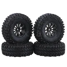 Mxfans 1 9 inch Black Plastic Wheel Rims 115mm OD Rubber Tires for RC1 10 Rock