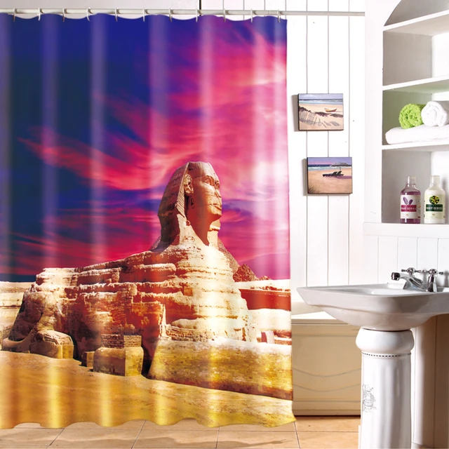 Nieuwe 3D Douchegordijnen Egyptische Piramide View Patroon ... Nieuwe 3D Douchegordijnen Egyptische Piramide View Patroon ...