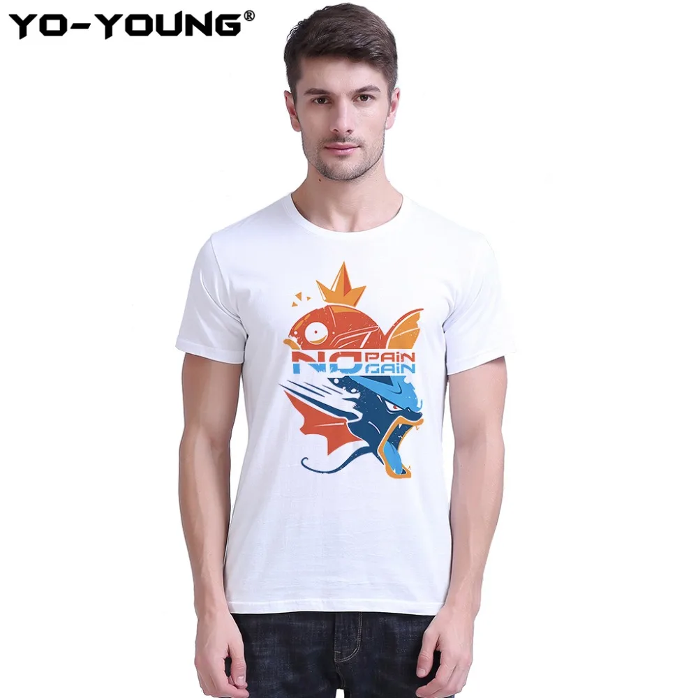 Футболка унисекс Yo Young футболка с принтом POKEMON No Pain Gain Magikarp Gyarados 100% 180 gsm чесаный