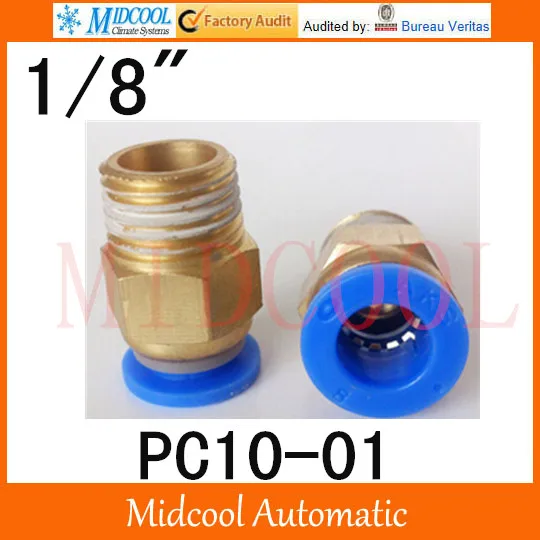 Quick connector PC10 01 10mm to 1 8 male pass through brass pneumatic components