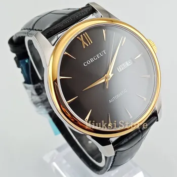 

40mm black leather Sapphire Crystal Automatic Watch dial white mark mens lady luminous hand watch