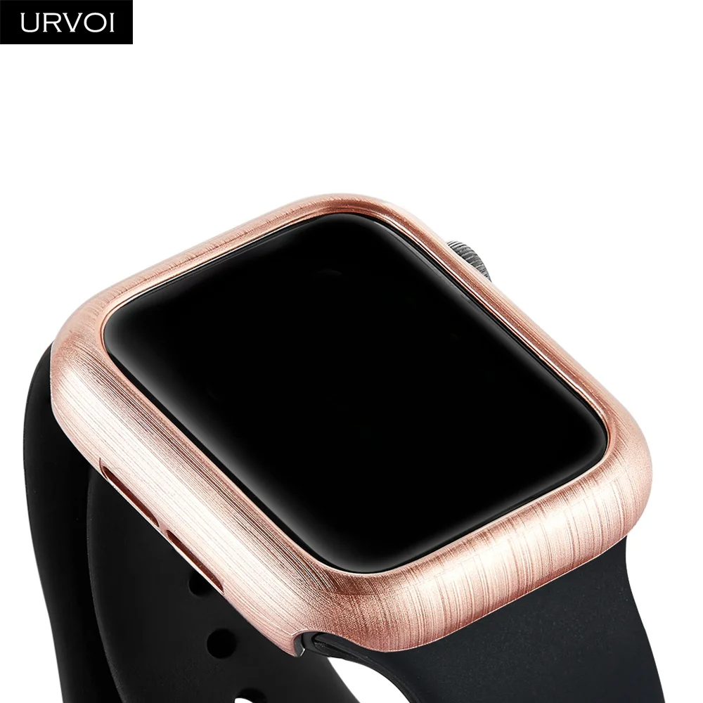 URVOI PC чехол для Apple Watch series 5 4 3 2 твердая рамка пластиковая щетка Бампер протектор для iWatch Тонкий Ультратонкий чехол полоса