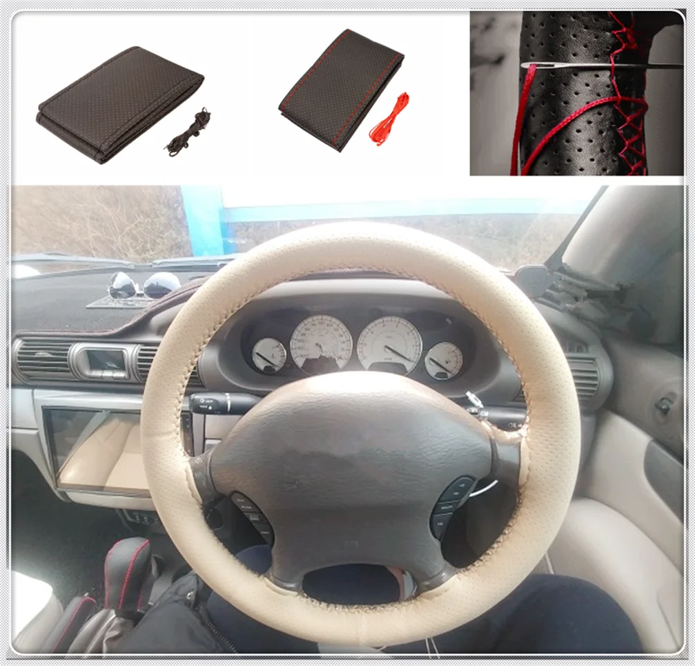Car shape steering wheel cover knitting hand sewing auto parts for Kia