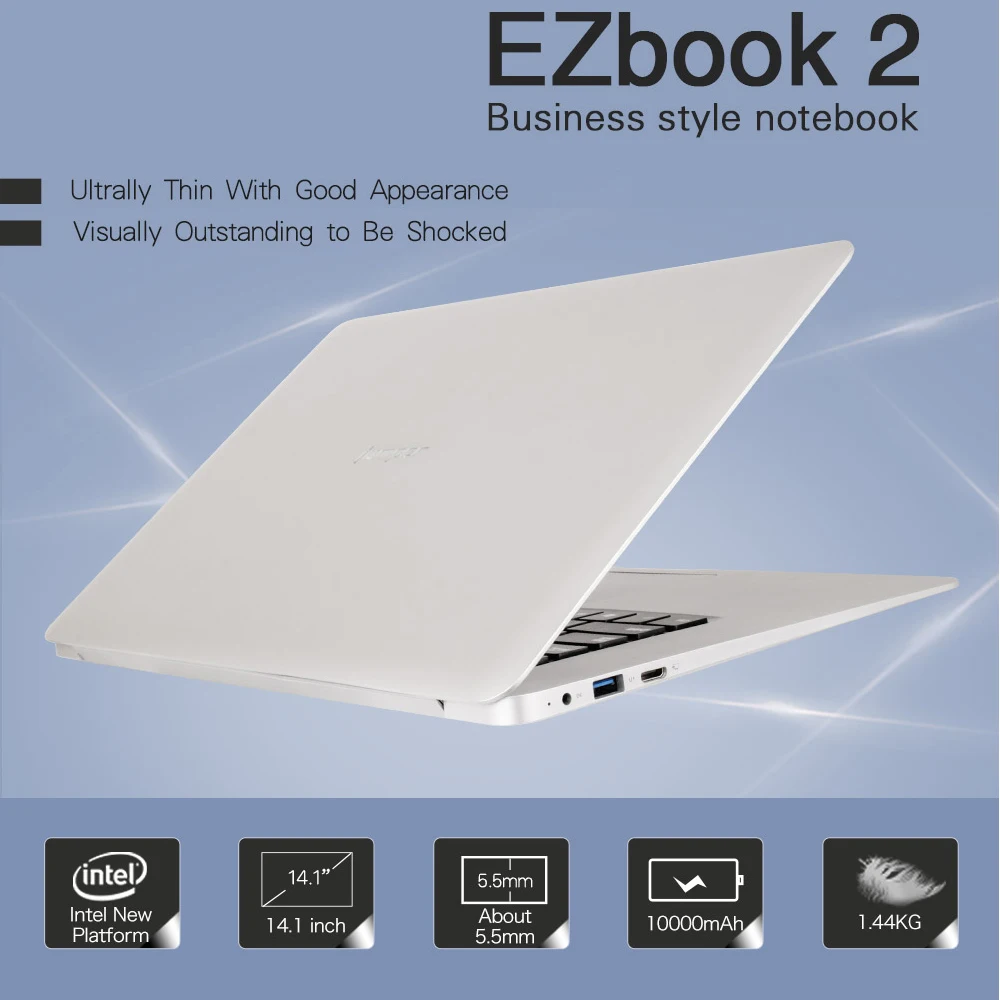 14.1 дюймов ноутбука джемпер ezbook 2 Оконные рамы 10 Ultrabook 1080 P ноутбук ultra slim Intel вишня Taril z8350 4 ГБ 64 ГБ EMMC