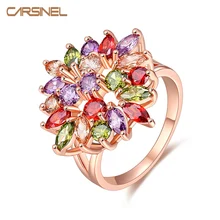 CARSINEL, новинка, модное уникальное дизайнерское розовое Золотое кольцо Mona Lisa для женщин, обручальное кольцо с AAA цветной, с кубическим Цирконом