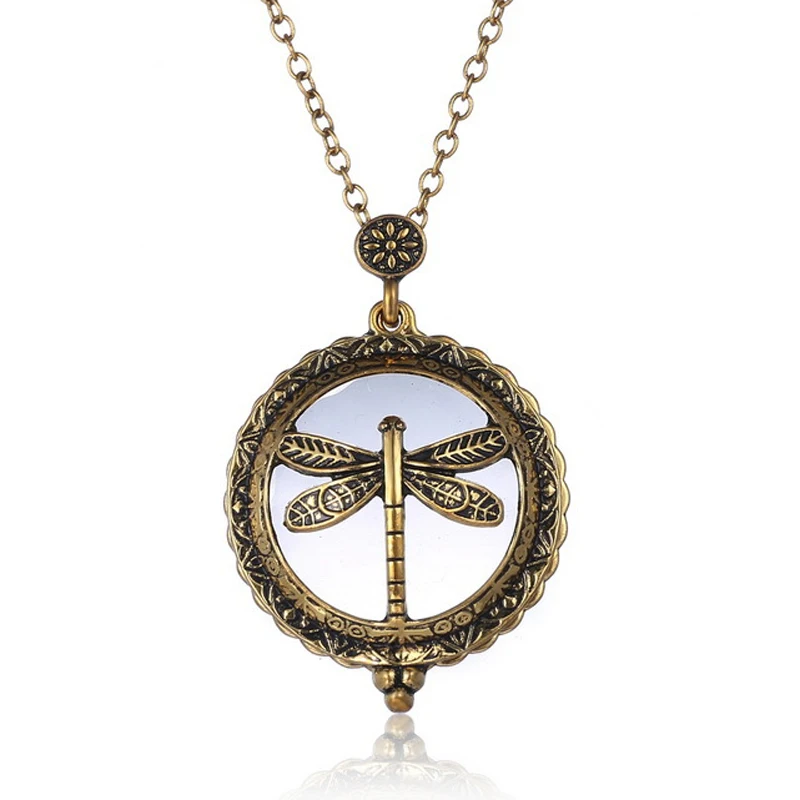 Retro Antique Statement Necklace Shellhard Crystal Cat Magnifying Glass Pendant Long Chain Necklace Fashion Jewelry For Women