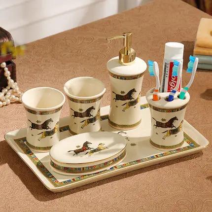 

American-style bathroom five-piece bathroom supplies brushing cups mugs wash set bathroom ceramic teeth